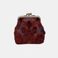 Burnout Velvet Red Wine Double Kiss Clasp Coin Purse