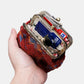 Burnout Velvet Red Wine Double Kiss Clasp Coin Purse