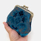 Burnout Velvet Revival Aqua Double Kiss Clasp Coin Purse (IN STORE)