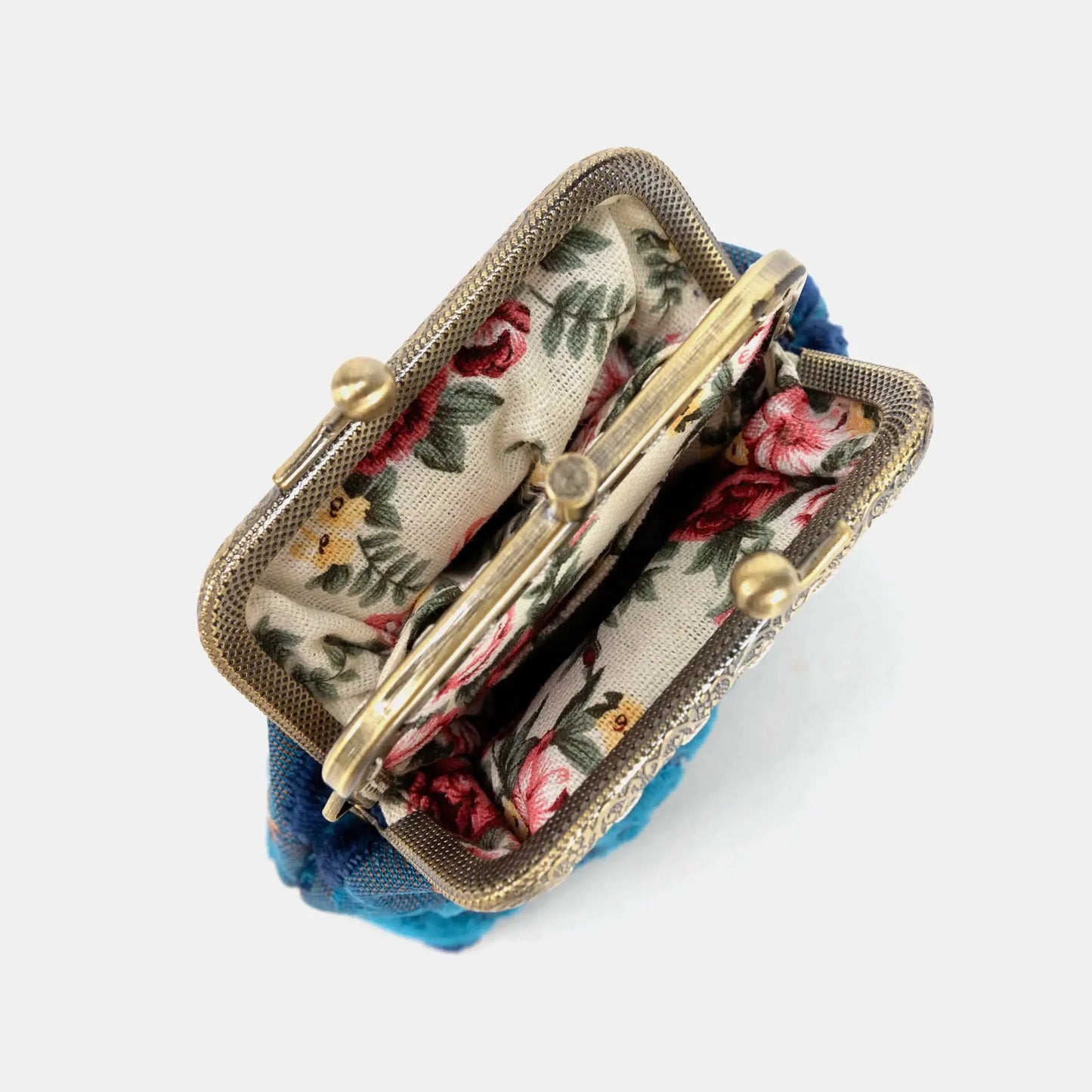 Burnout Velvet Revival Aqua Double Kiss Clasp Coin Purse (IN STORE)