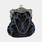 Burnout Velvet Black Chatelaine Purse Large