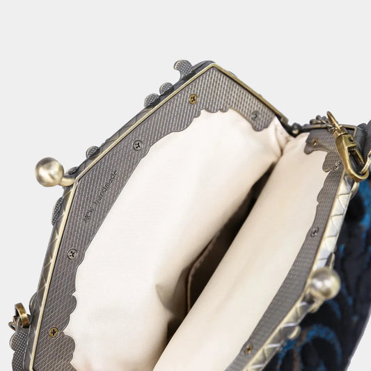 Burnout Velvet Black Chatelaine Purse Large