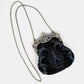 Burnout Velvet Black Chatelaine Purse Large