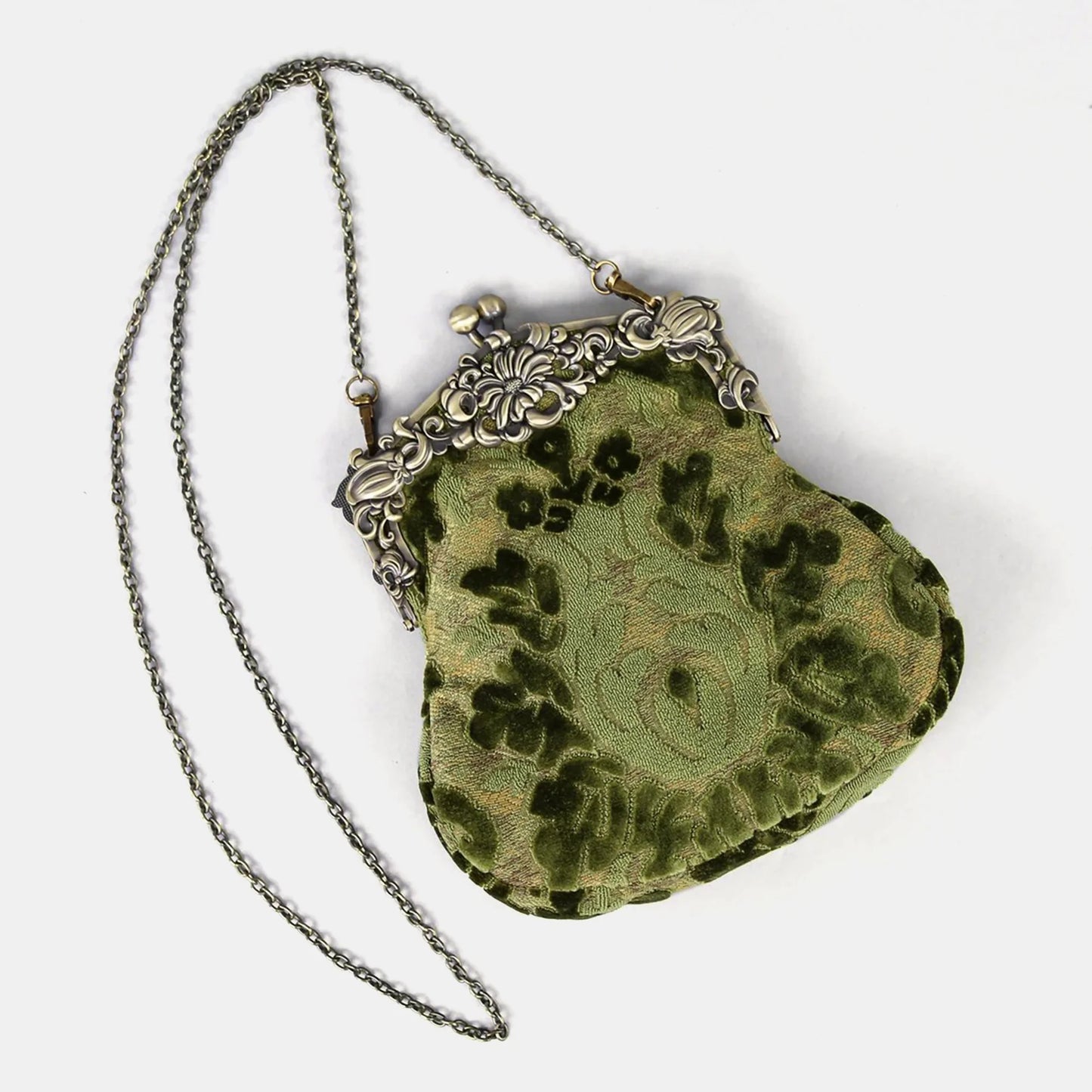 Burnout Velvet Fern Green Chatelaine Purse Large