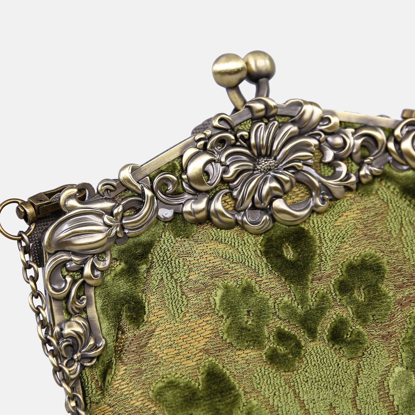 Burnout Velvet Fern Green Chatelaine Purse Large