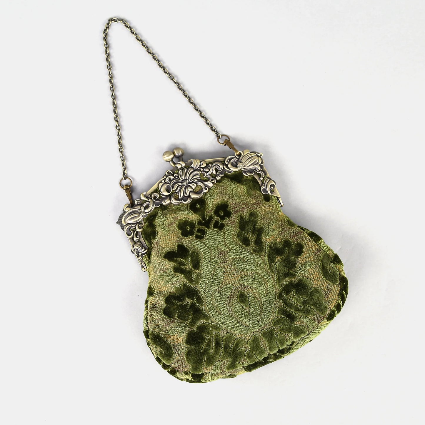 Burnout Velvet Fern Green Chatelaine Purse Large