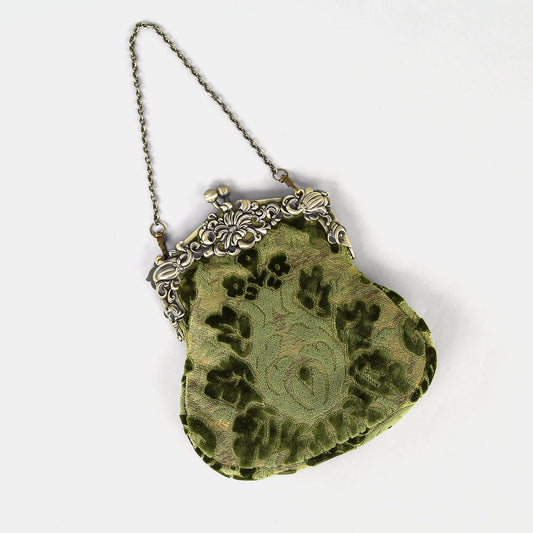 Burnout Velvet Fern Green Chatelaine Purse Large