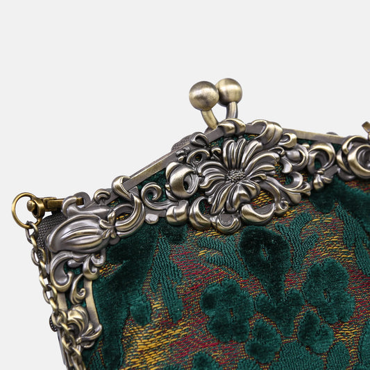 Burnout Velvet Jade Green Chatelaine Purse Large
