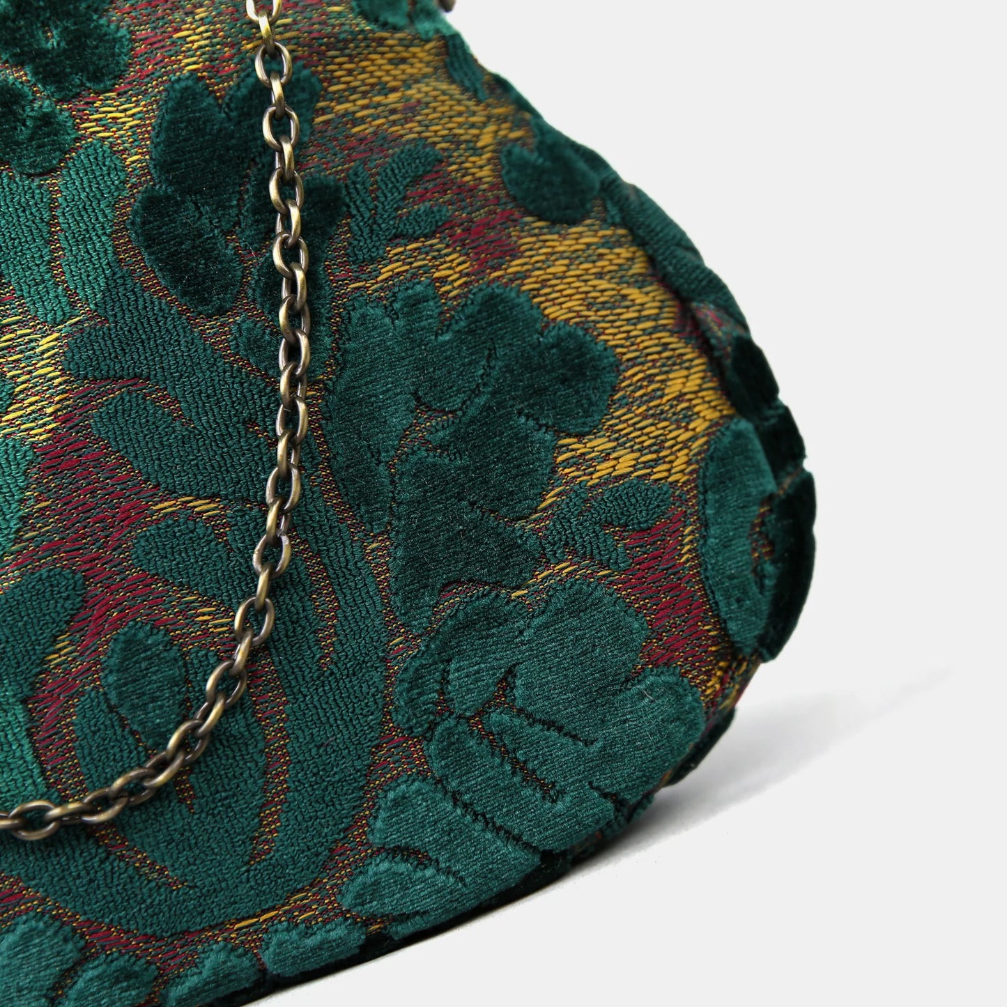 Burnout Velvet Jade Green Chatelaine Purse Large