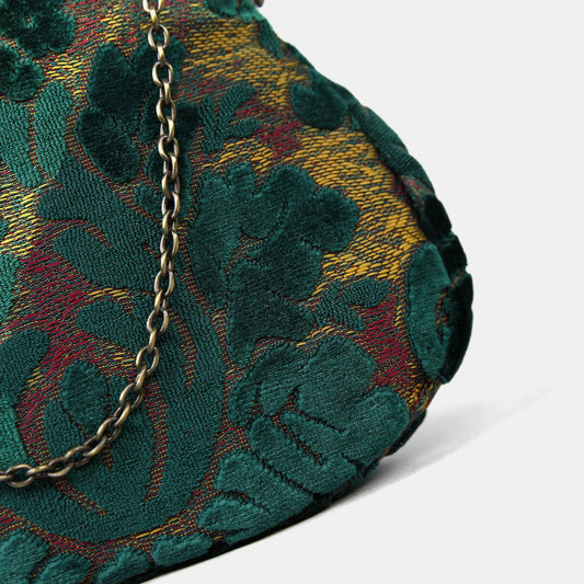 Burnout Velvet Jade Green Chatelaine Purse Large