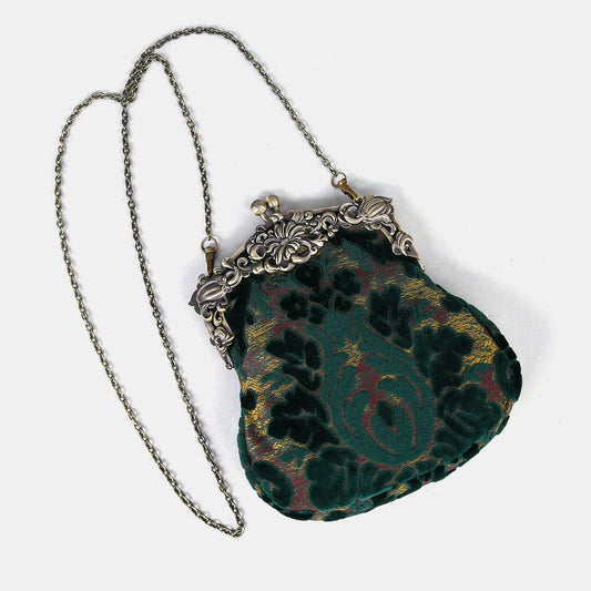 Burnout Velvet Jade Green Chatelaine Purse Large