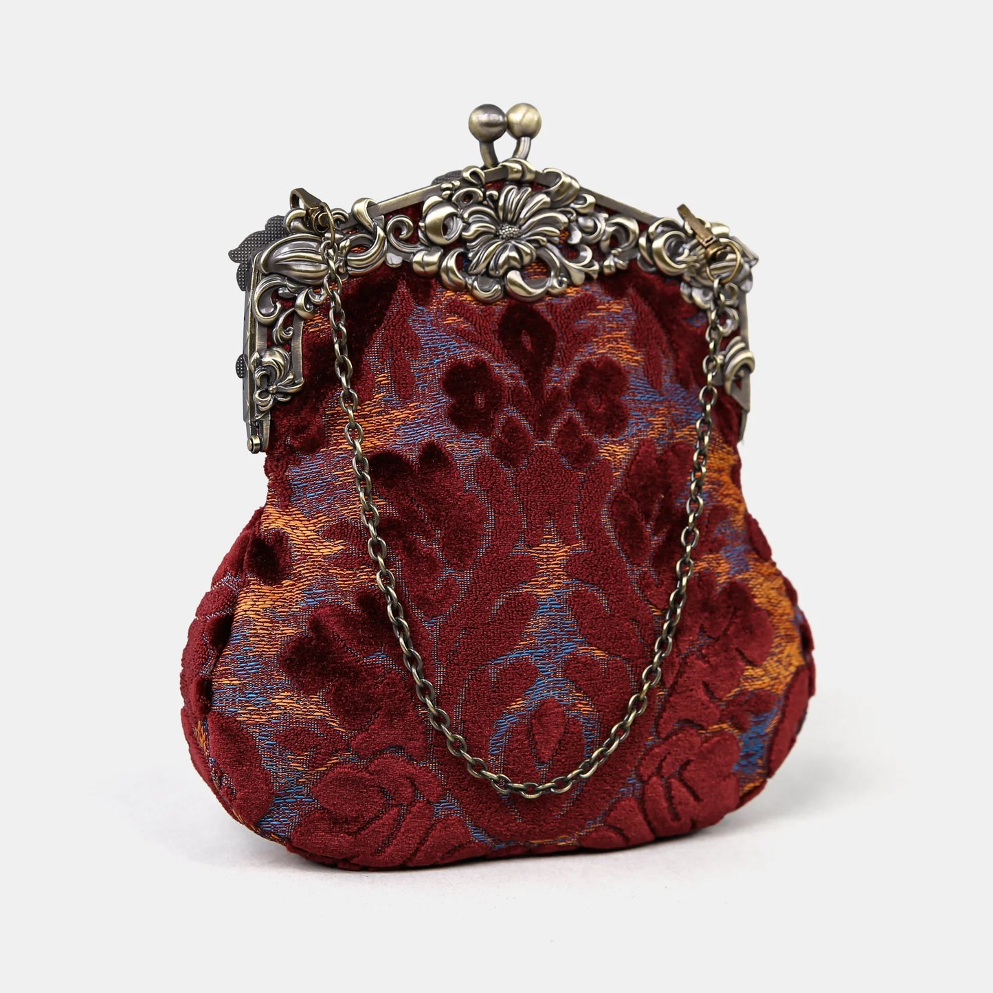 Burnout Velvet Wine Chatelaine Purse Large