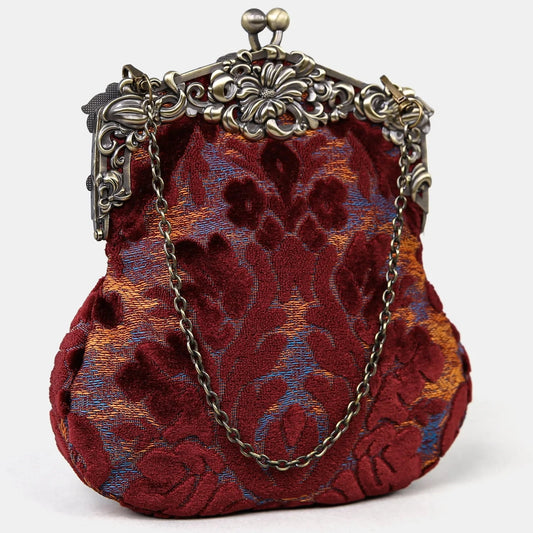 Burnout Velvet Wine Chatelaine Purse Large