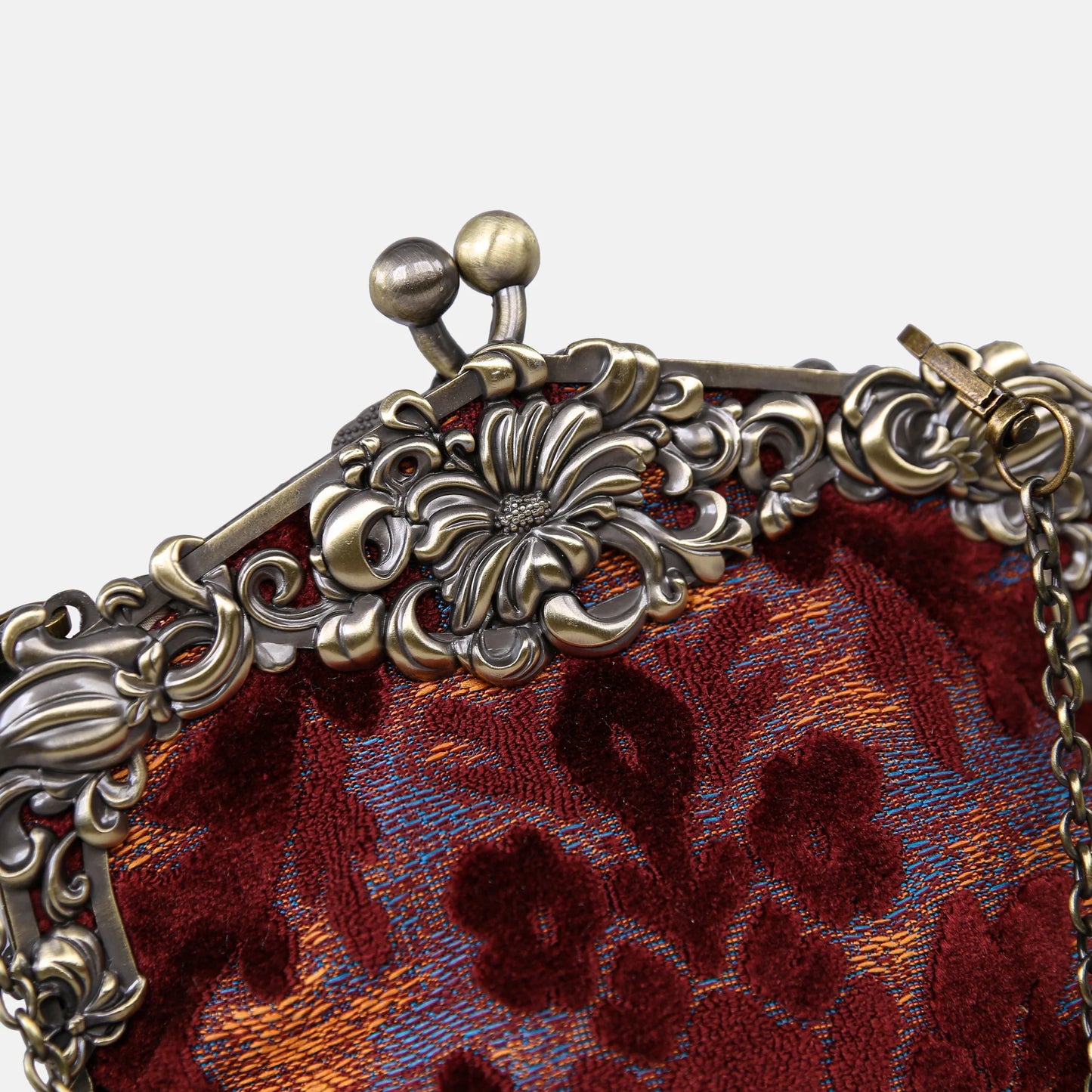 Burnout Velvet Wine Chatelaine Purse Large