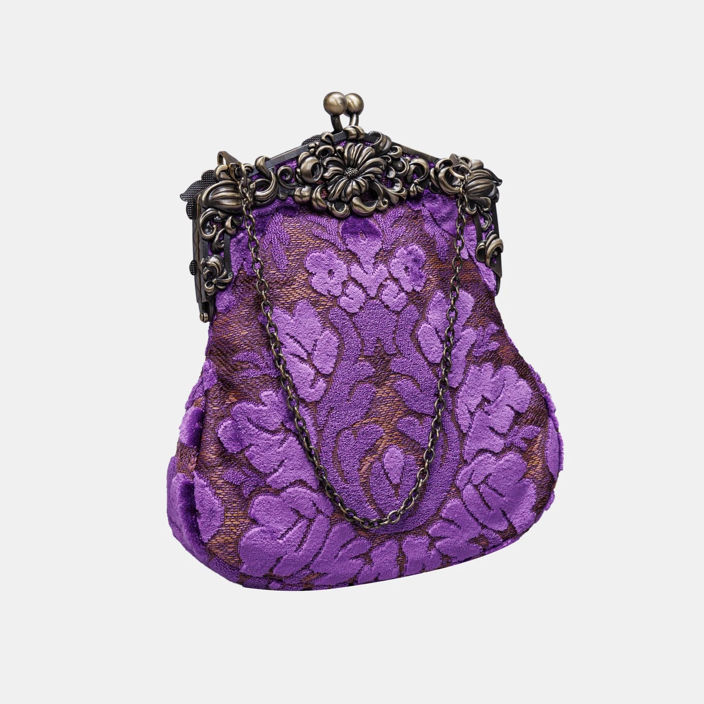 Burnout Velvet Purple Chatelaine Purse Large
