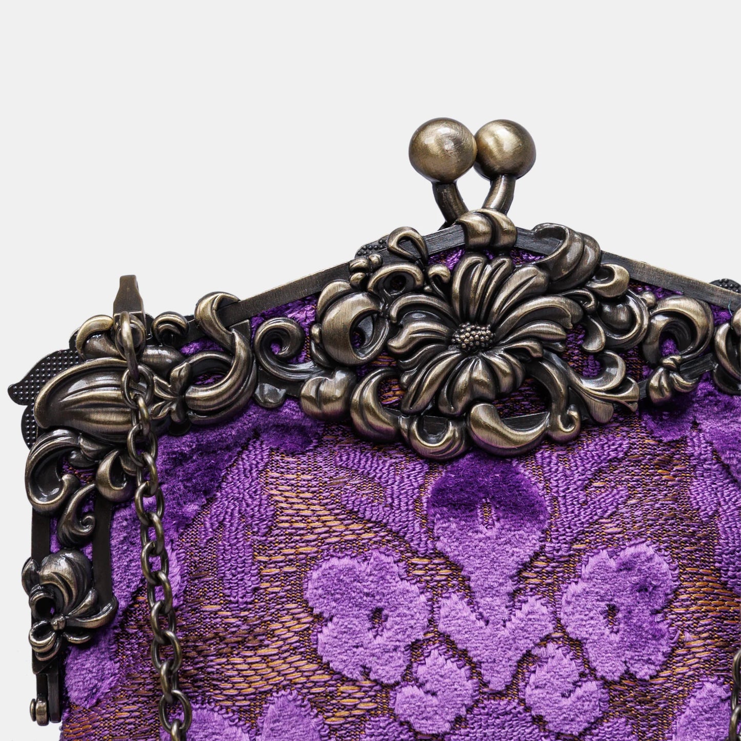 Burnout Velvet Purple Chatelaine Purse Large