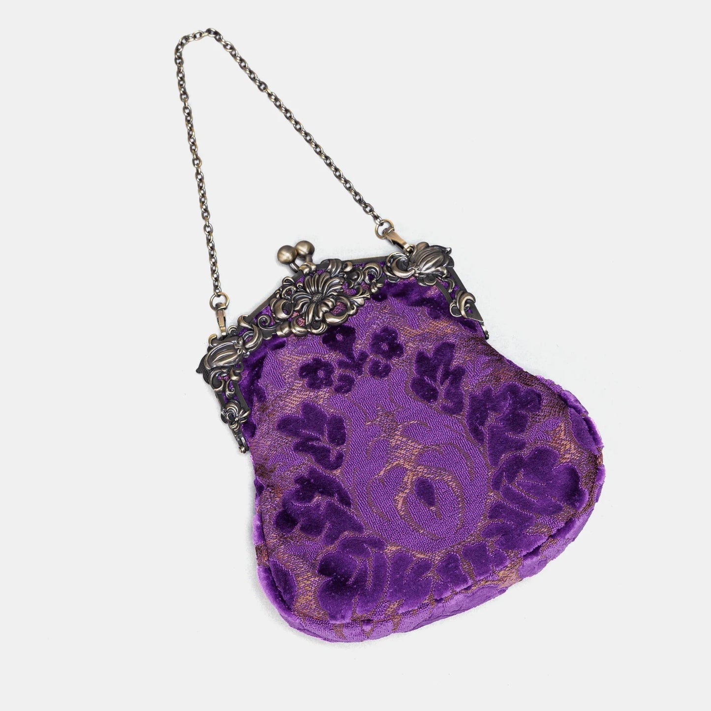 Burnout Velvet Purple Chatelaine Purse Large