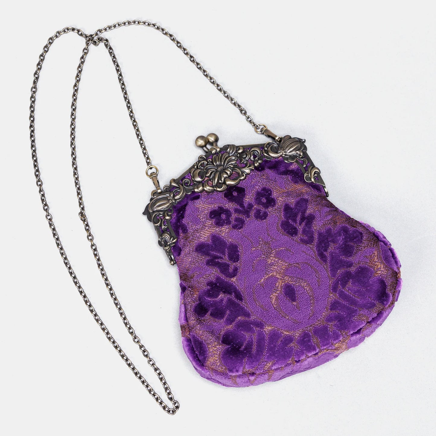 Burnout Velvet Purple Chatelaine Purse Large