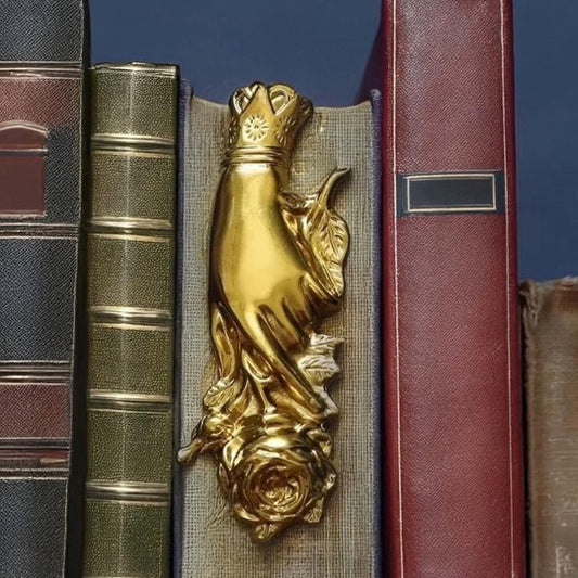 Gold Victorian Hand Holding Rose Bookmark