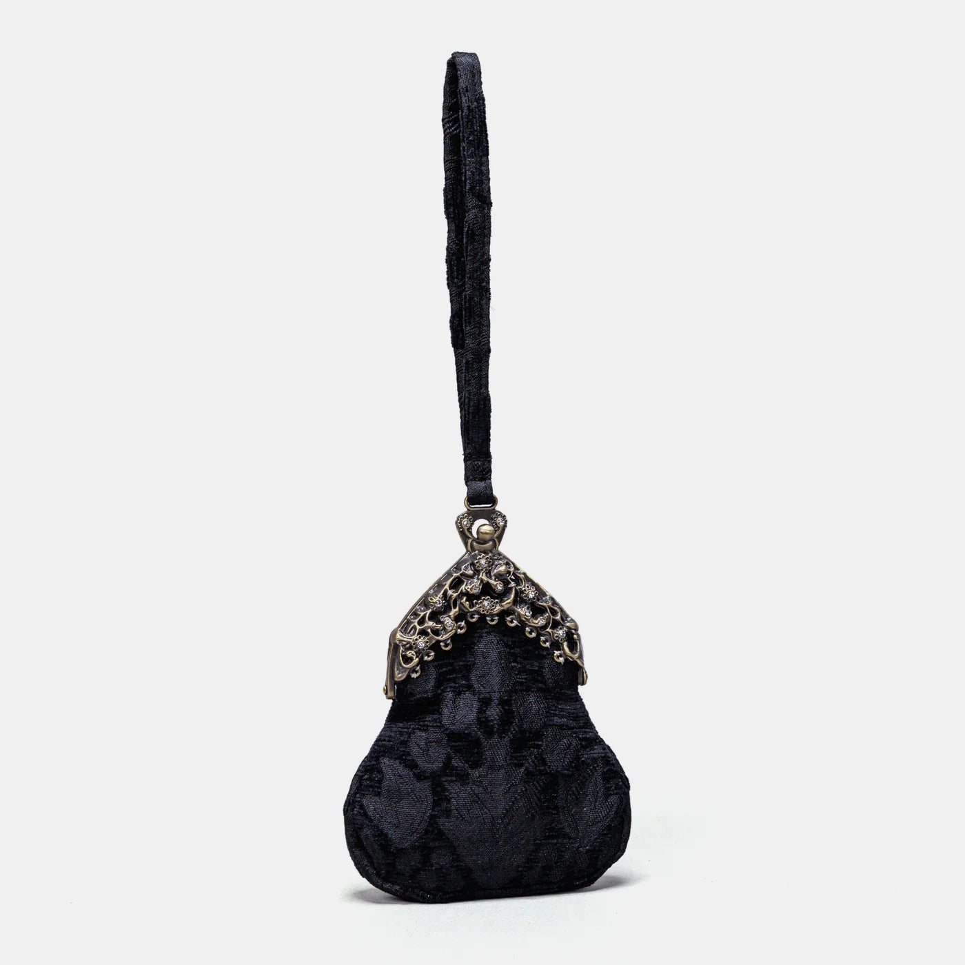 Victorian Blossom Black/Black Chatelaine Purse Wristlet Bag