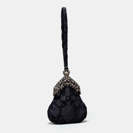 Victorian Blossom Black/Black Chatelaine Purse Wristlet Bag