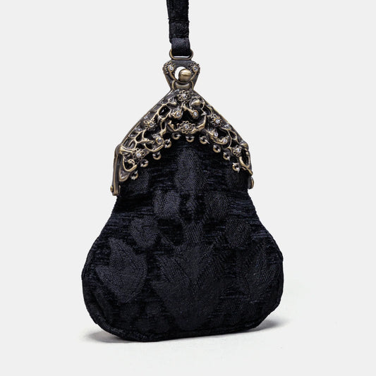 Victorian Blossom Black/Black Chatelaine Purse Wristlet Bag