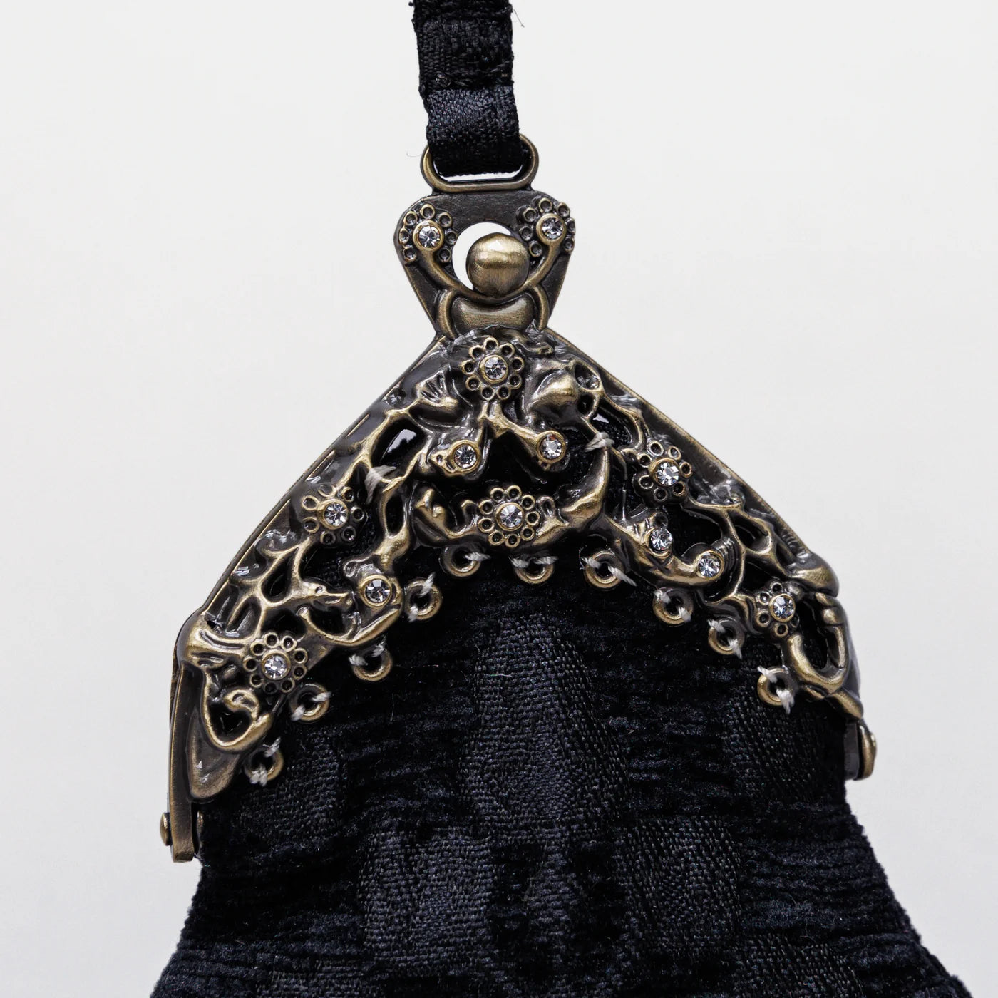 Victorian Blossom Black/Black Chatelaine Purse Wristlet Bag