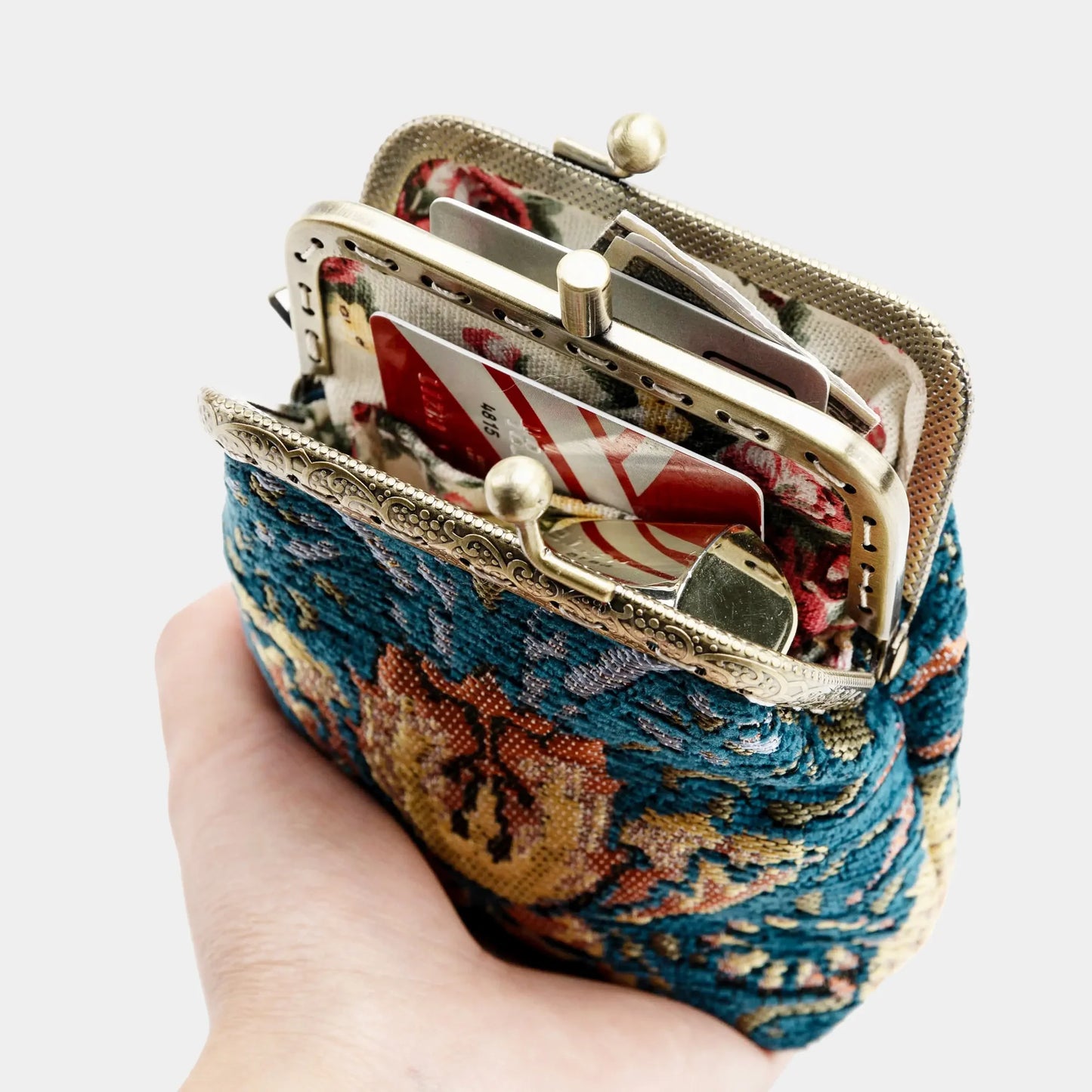 William Morris Strawberry Thief Double Kiss Clasp Coin Purse