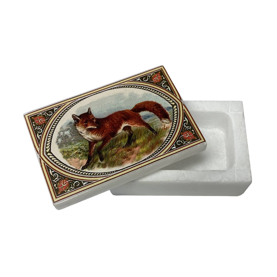 Red Fox Printed Soapstone Box