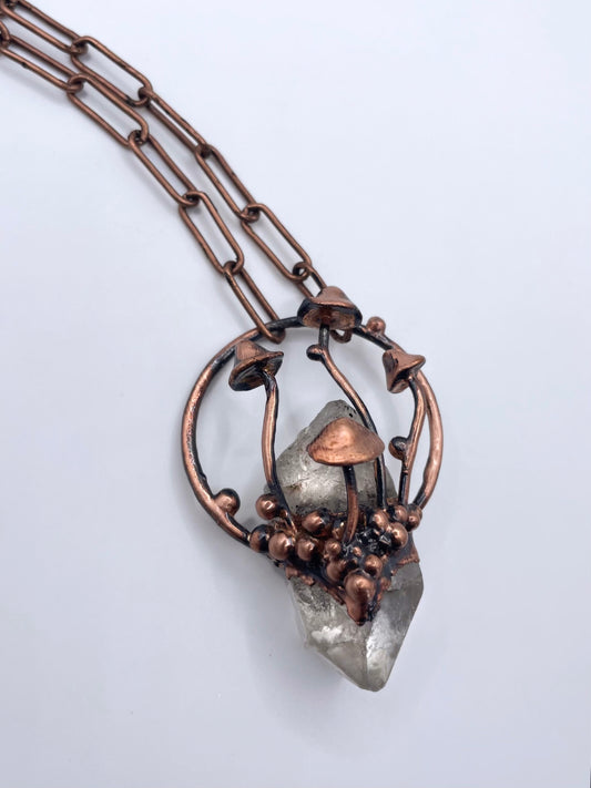 Mushroom & Quartz Necklaces by Inex Jewelry (5 one-of-a-kind handmade options available)