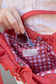 Book Lover Quilted Heart Bag in Red Gingham
