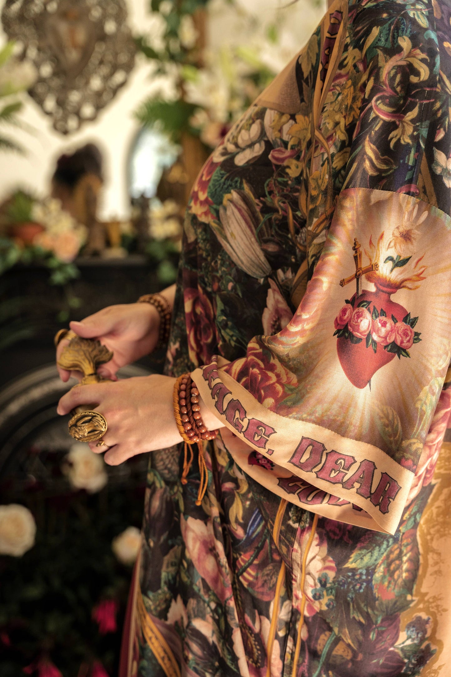 Courage Dear Heart with Sacred Heart Duster Kimono