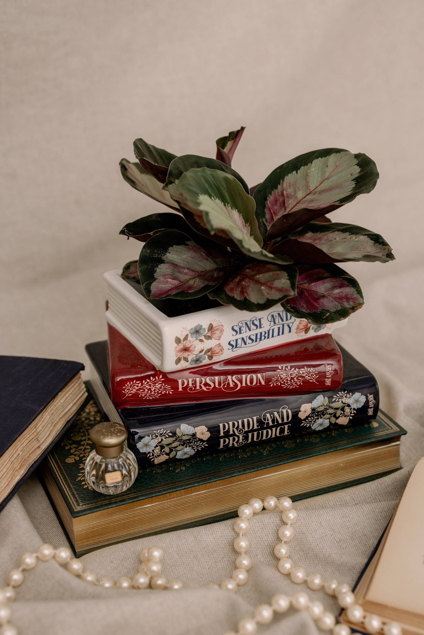 Jane Austen Stacked Book Planter