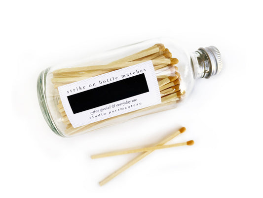 Nocturne Safety Matches with Striker on Glass Bottle (Various Colors)