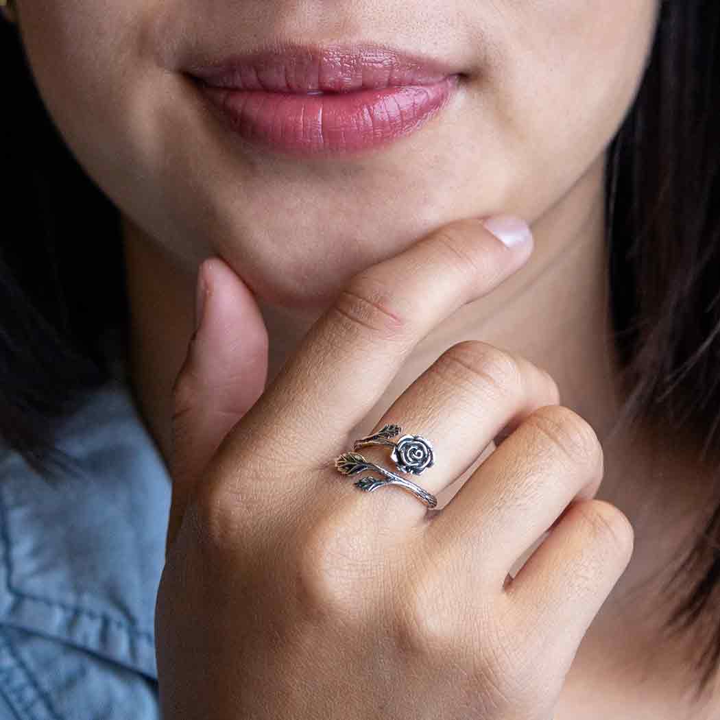 Rose Adjustable Ring in Sterling Silver