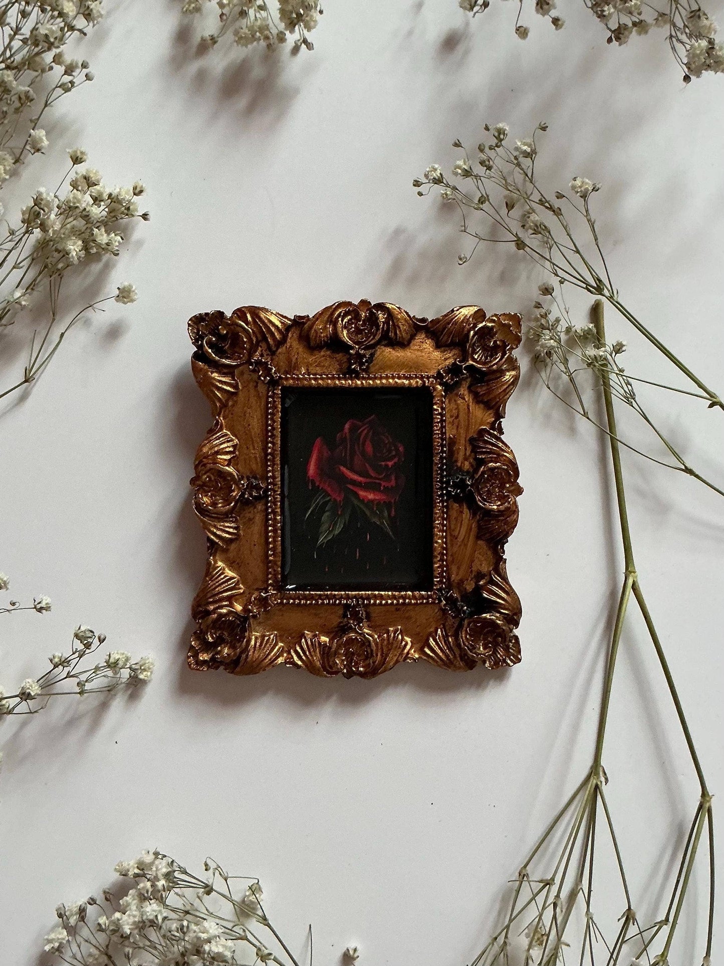 Spooky Rose Print Resin in Ornate Frame - Lovers Eye