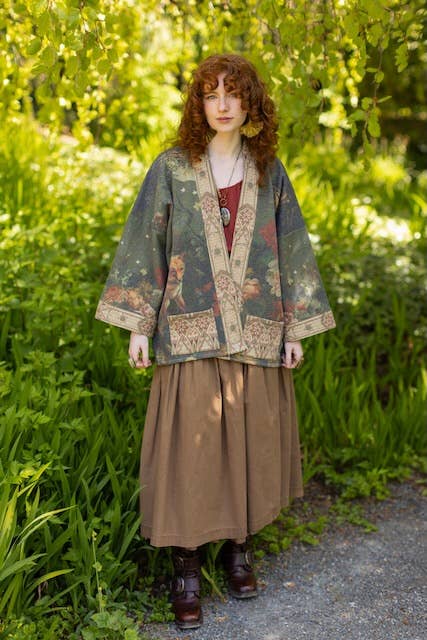 The Messenger Fleece Cottage Cardigan Jacket w/ Joan of Arc