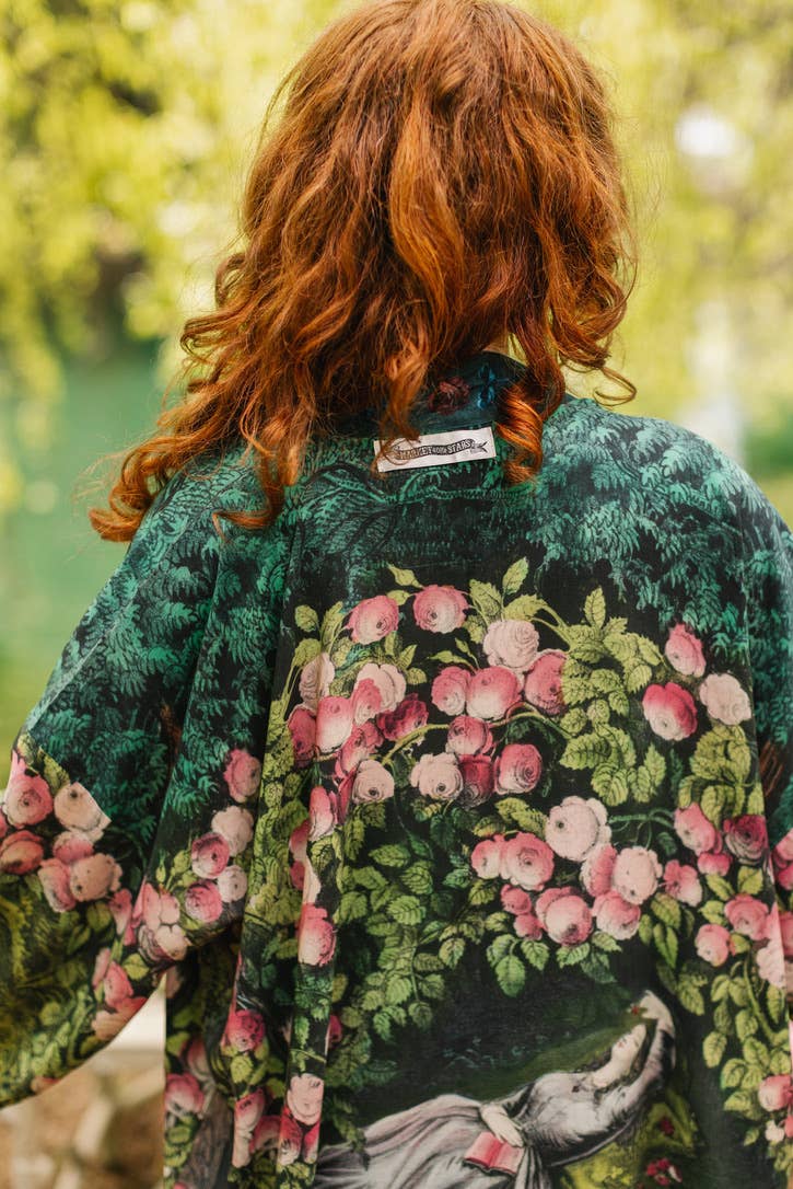 The Daydreamer Matinée Duster Kimono w/ Roses & Rabbits