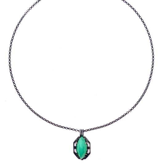 Amulet of Veiled Divinity in Sterling and Chrysoprase