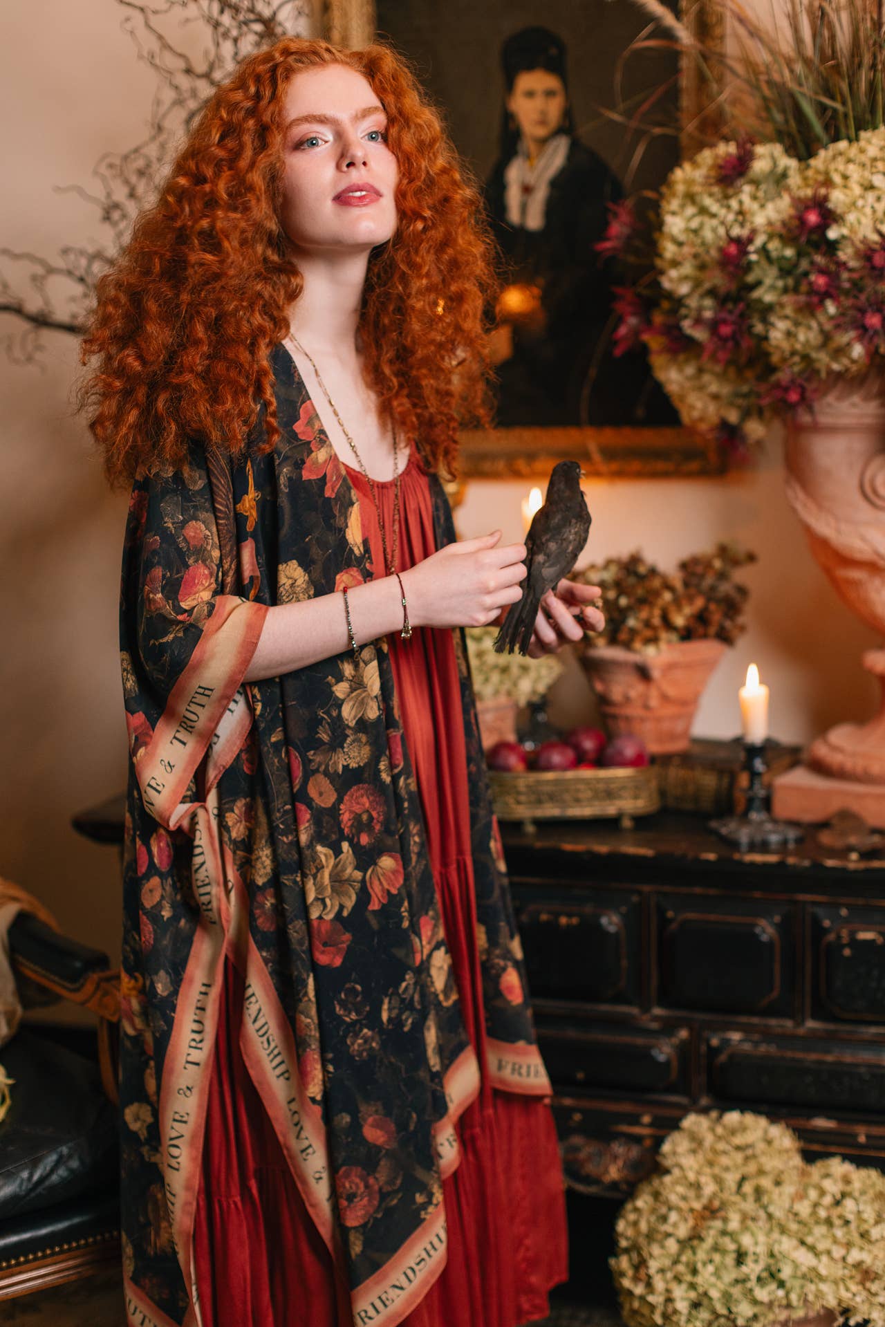 Heart of Gold Goddess Starduster Kimono w/ Sacred Heart