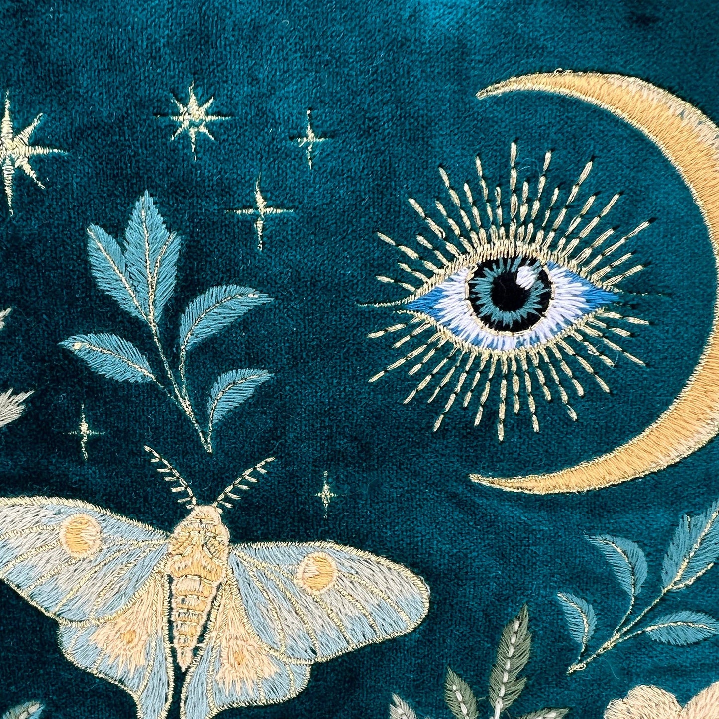 Moth and Moon - Intuition Embroidered Velvet Everything Pouch