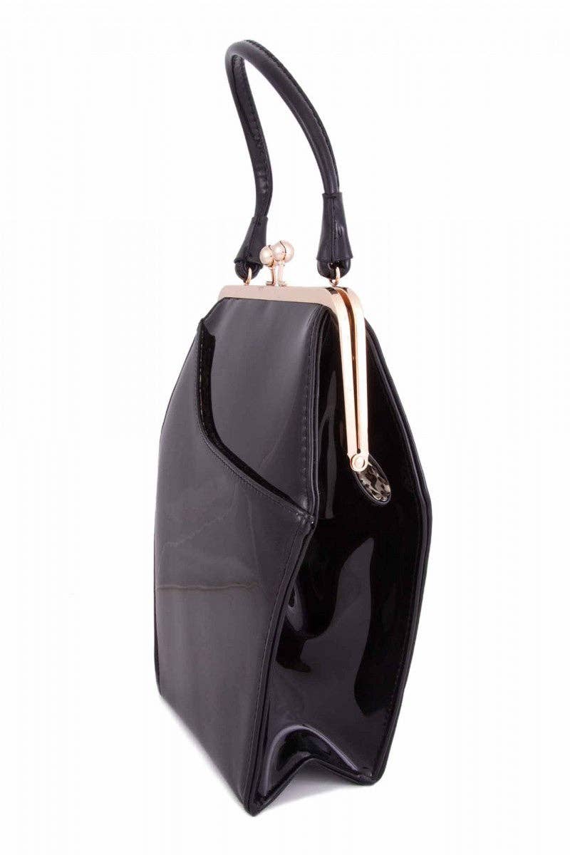 Patent Leather Coffin Purse in Black