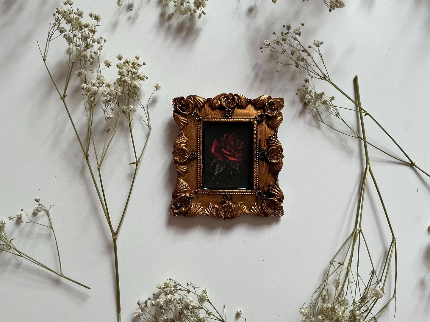 Spooky Rose Print Resin in Ornate Frame - Lovers Eye