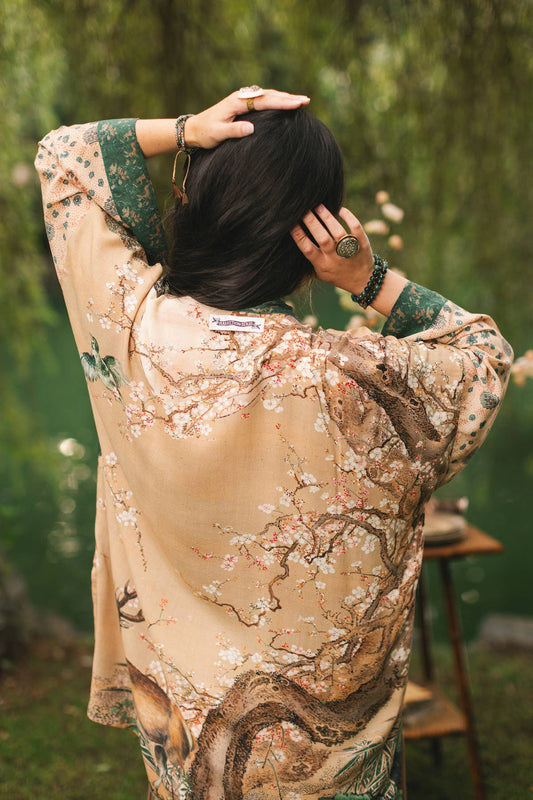 Fable Matinée Duster Kimono w/ Deer and Moon