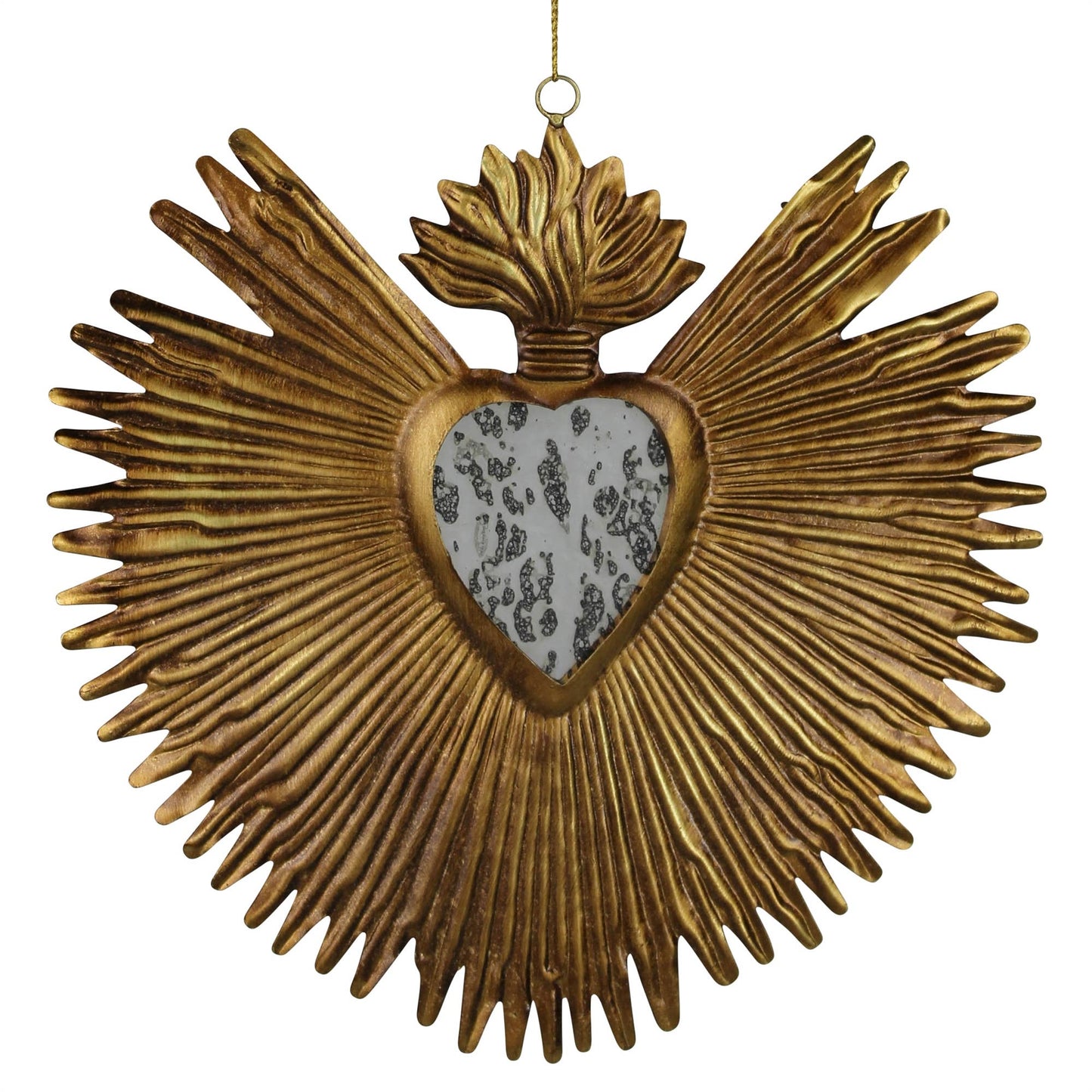 Milagro Sacred Heart with Mirror, Gold Antique