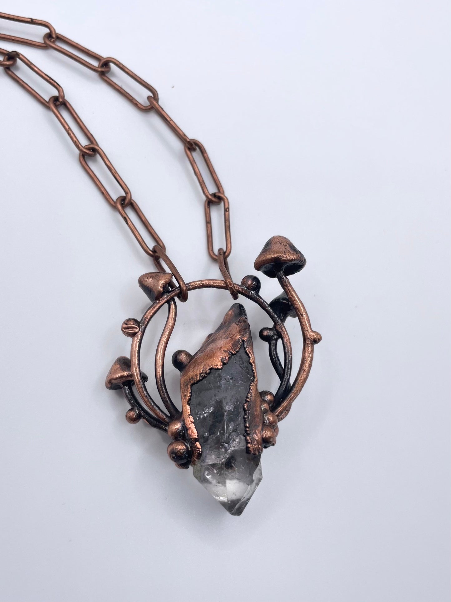 Mushroom & Quartz Necklaces by Inex Jewelry (5 one-of-a-kind handmade options available)
