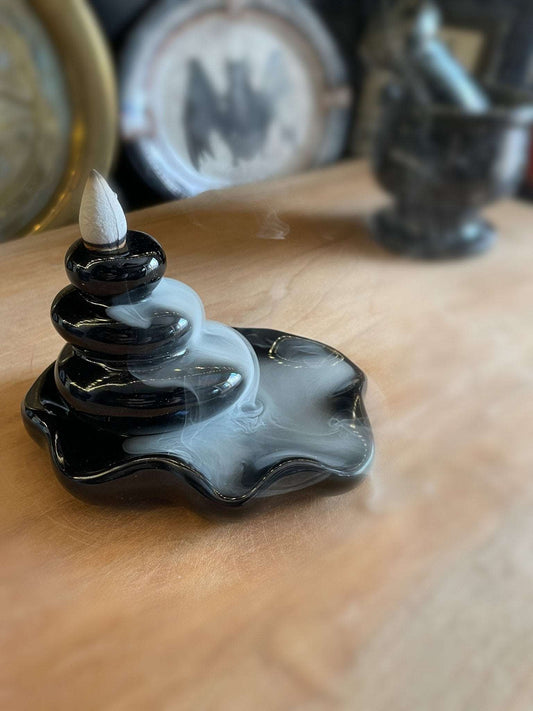 Back Flow Incense Burner - Large Pebbles into Pool
