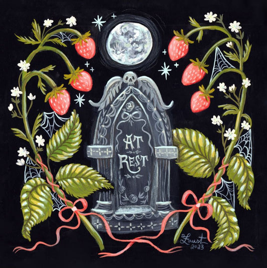 Strawberry Burial 8x8 Art Print by Olivia Faust