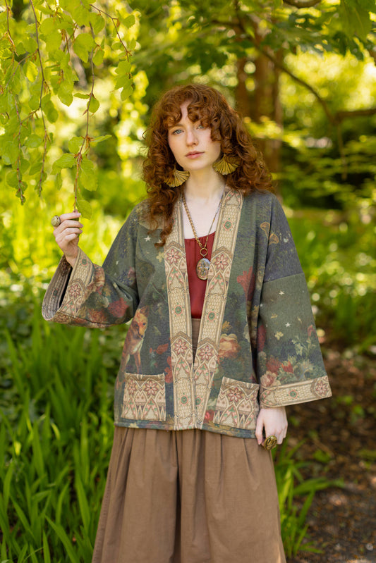 The Messenger Fleece Cottage Cardigan Jacket w/ Joan of Arc