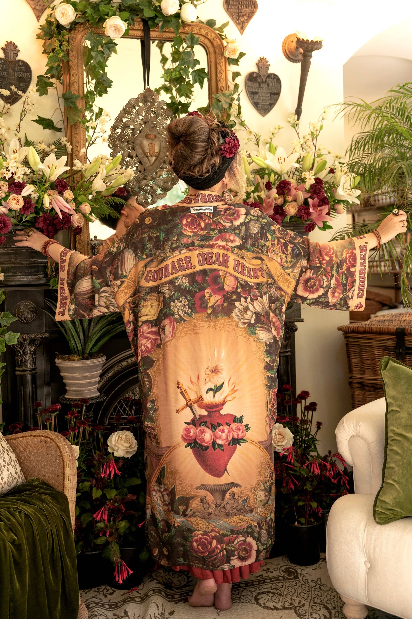 Courage Dear Heart with Sacred Heart Duster Kimono